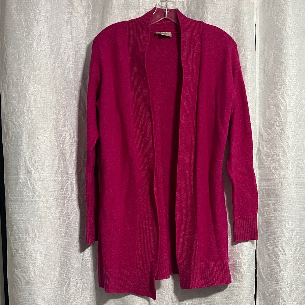 LOFT Fuchsia Open Front Cardigan